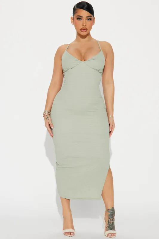 Cayla Textured Maxi Dress - Sage sold by Fashion Nova