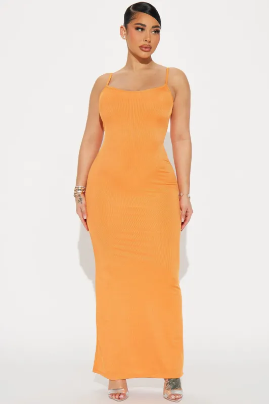 Julie Ribbed Maxi Dress - Orange sold by Fashion Nova