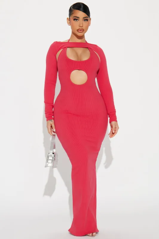 Mari Snatched Maxi Dress - Raspberry sold by Fashion Nova