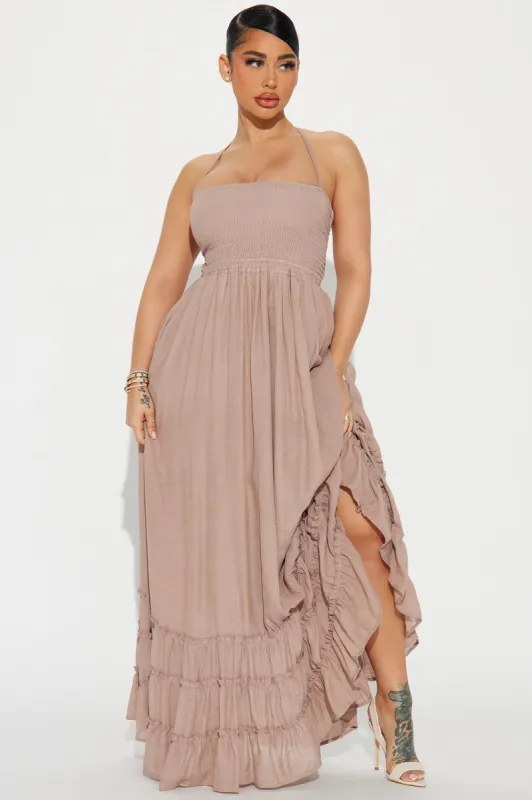 Hayley Halter Maxi Dress - Mocha sold by Fashion Nova