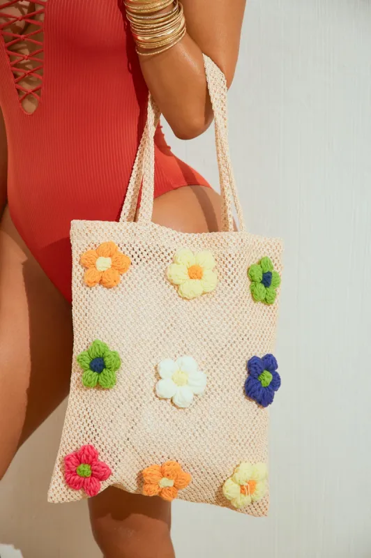 Fresh Flowers Tote Bag - Ivory/combo sold by Fashion Nova