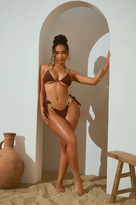 Paradise Lost Crystal 2 Piece Bikini - Chocolate sold by Fashion Nova