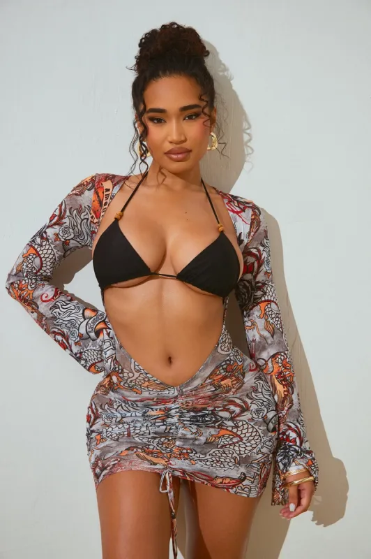 Jungle Beach 3 Piece Bikini Set - White/combo sold by Fashion Nova