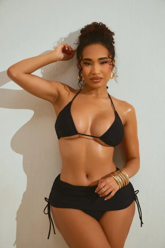 Time In The Sun Skirt 2 Piece Bikini - Black sold by Fashion Nova