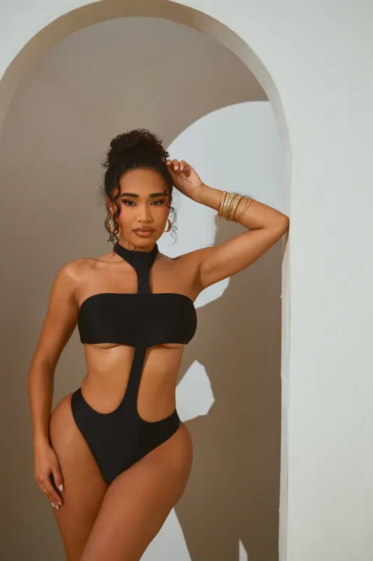 Marisela 1 Piece Monokini Swimsuit - Black sold by Fashion Nova