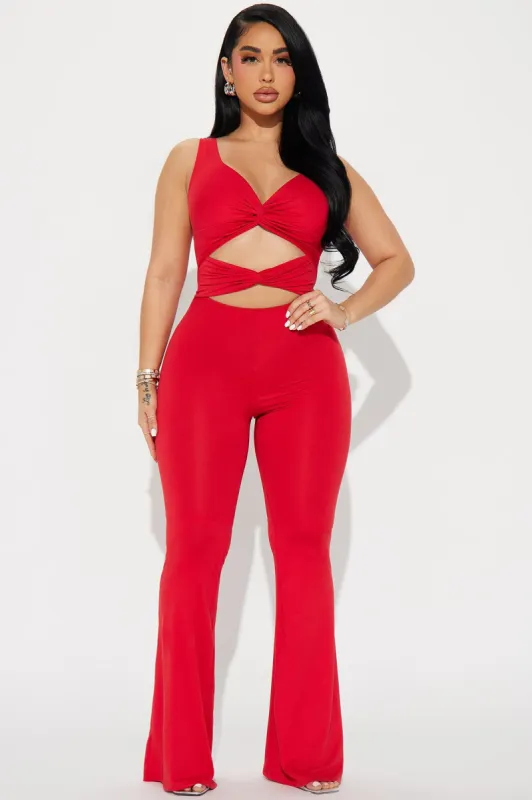 Stop Playing Games Jumpsuit - Red sold by Fashion Nova