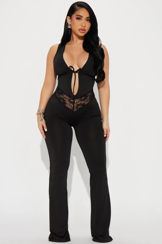 Midnight Rendezvous Sleeveless Jumpsuit - Black sold by Fashion Nova
