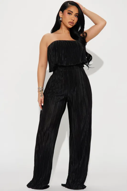 Let's Get Away Jumpsuit - Black sold by Fashion Nova