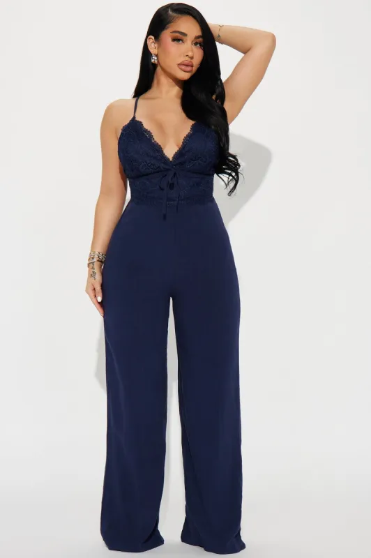 Finer Things Linen Jumpsuit - Navy sold by Fashion Nova
