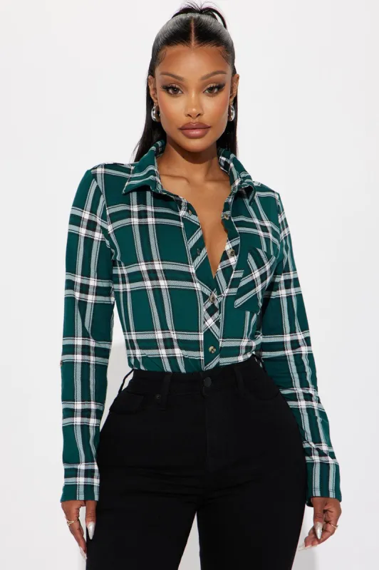 Journee Plaid Shirt - Green/combo sold by Fashion Nova