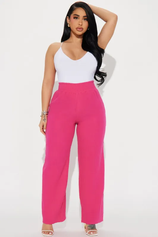 On My Vacation Gauze Pant - Magenta sold by Fashion Nova