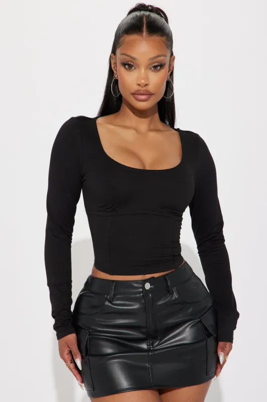Angelica Scoop Neck Top - Black sold by Fashion Nova