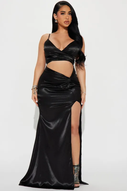 Isla Satin Gown - Black sold by Fashion Nova