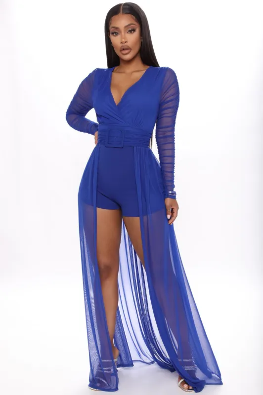 Draped In Love Romper - Royal sold by Fashion Nova