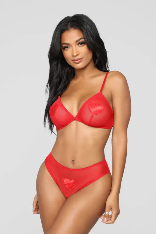 Sweet Heart Bra & Panty Set - Red sold by Fashion Nova