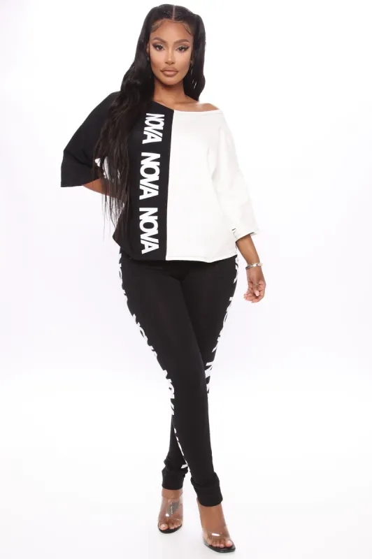 Nova Babe Legging Set - Black/White made by Fashion Nova