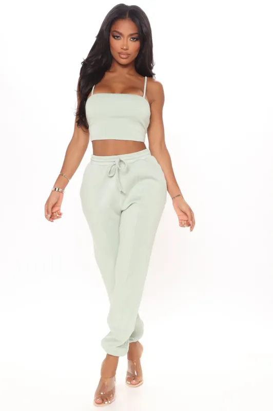 Easy Going Super Soft Jogger Set - Sage sold by Fashion Nova