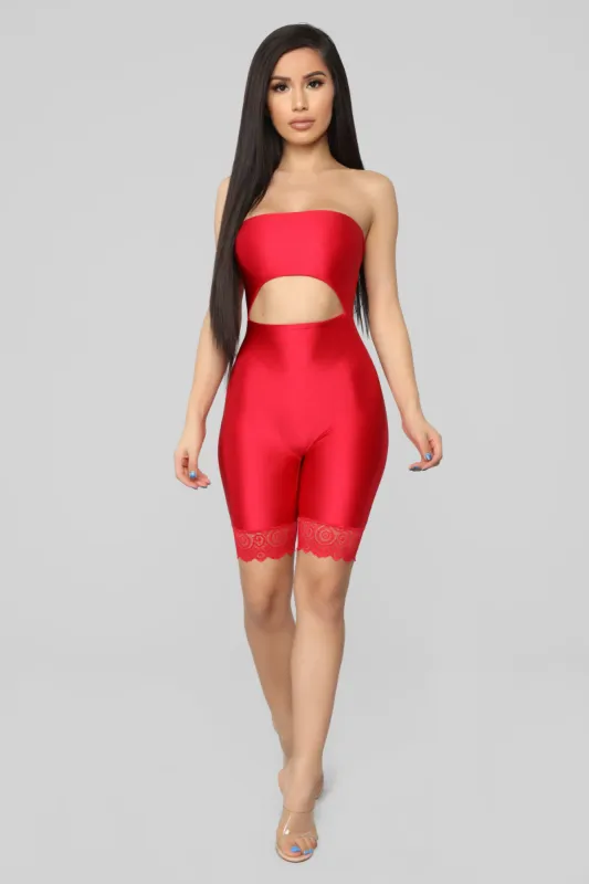Subtle Romance Romper - Red sold by Fashion Nova
