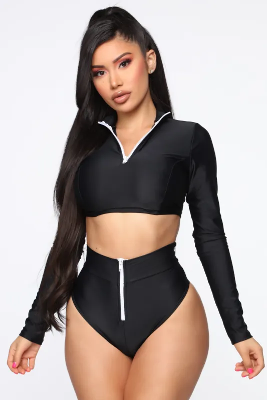 Water Sports III Long Sleeve Bikini - Black sold by Fashion Nova