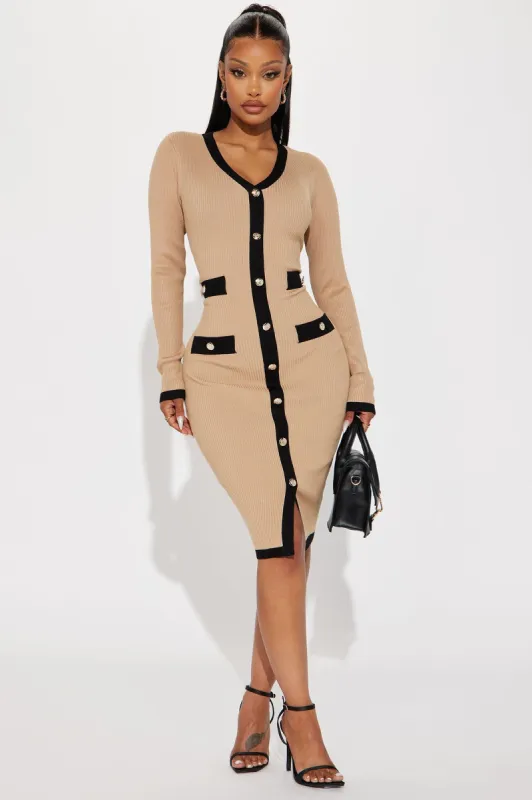 Endless Rose V-Neck Midi Dress - Nude/combo sold by Fashion Nova