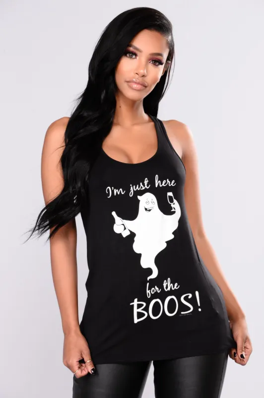 Here For The Boos Tank Top - Black sold by Fashion Nova