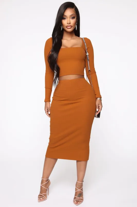Just A Cutie Skirt Set - Mustard sold by Fashion Nova