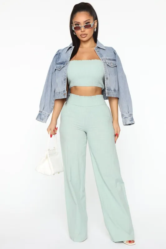 Hugging And Kissing Pant Set - Sage sold by Fashion Nova
