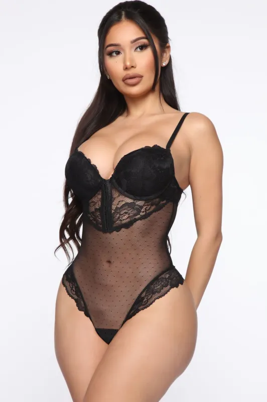 Hooked To Your Bad Behavior Teddy - Black made by Fashion Nova
