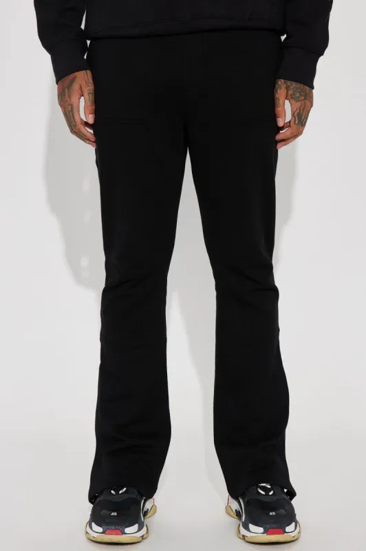 Save My Number Carpenter Skinny Flared Sweatpant - Black sold by Fashion Nova