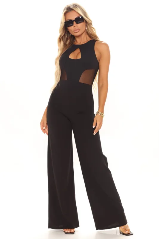 Maddi Mesh Jumpsuit - Black sold by Fashion Nova