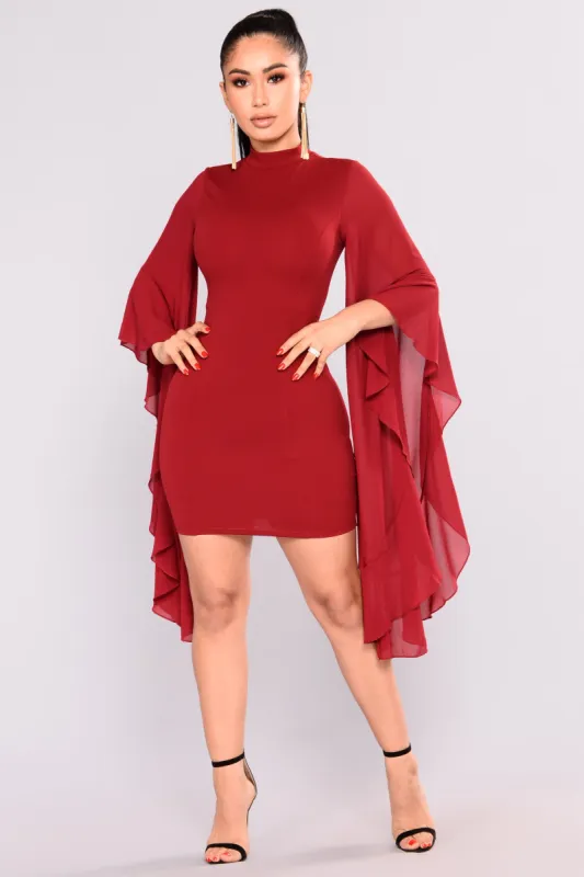 Talk With Your Hands Dress - Burgundy sold by Fashion Nova