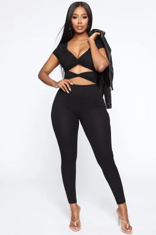 Peace And Quiet Cut Out Jumpsuit - Black sold by Fashion Nova