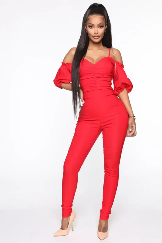 Our Girl Jumpsuit - Red sold by Fashion Nova