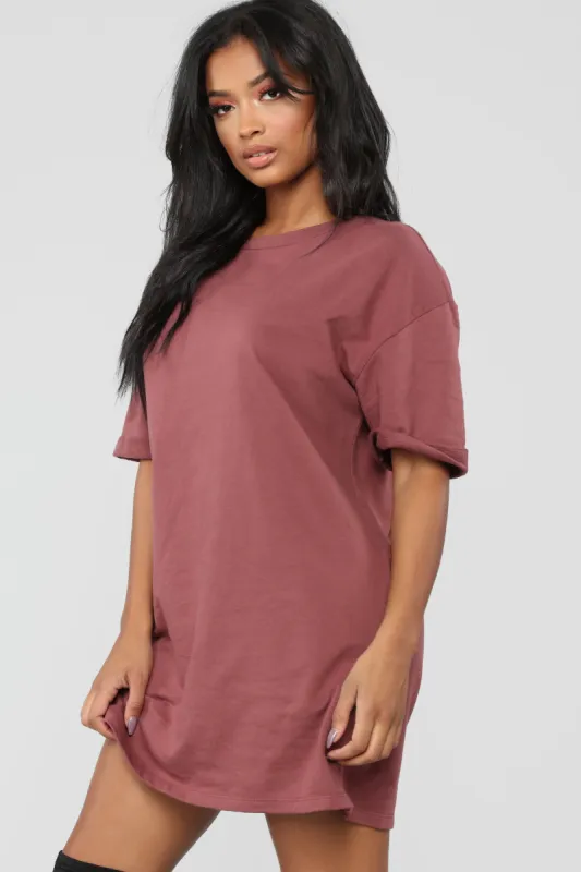 What A Girl Wants T Shirt Dress - Red Brown sold by Fashion Nova