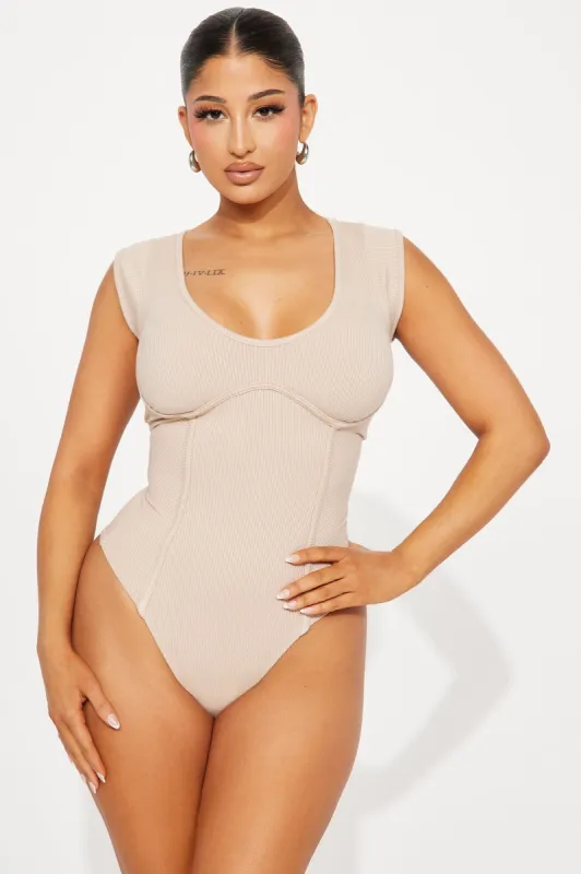 On Time For You Bodysuit - Taupe sold by Fashion Nova