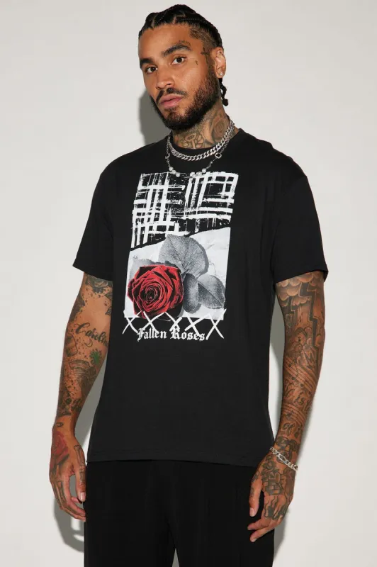 Fallen Roses Short Sleeve Tee - Black sold by Fashion Nova