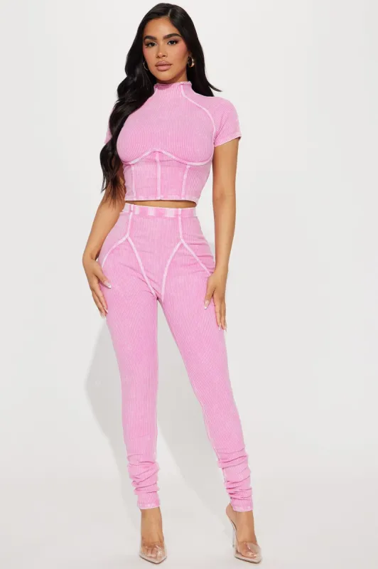 Jaime Short Sleeve Legging Set - Pink sold by Fashion Nova