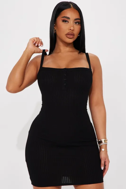 Spontaneous Plans Ribbed Cami Mini Dress - Black sold by Fashion Nova