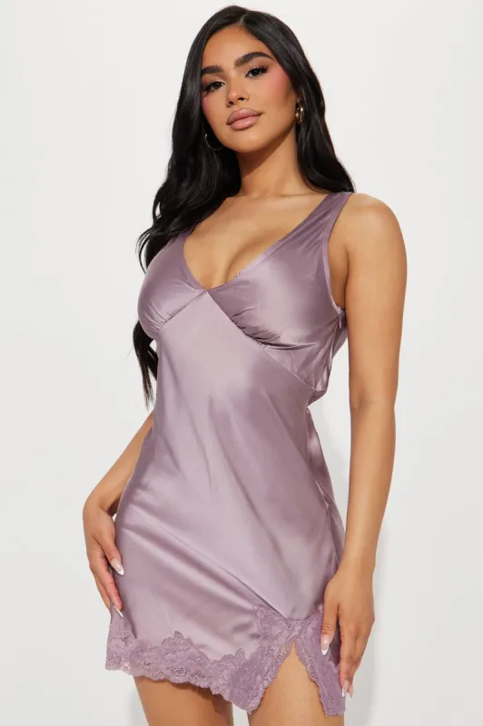 Rina Satin Mini Dress - Purple sold by Fashion Nova