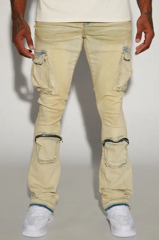 Upside Cargo Stacked Skinny Flare Jeans - Light Wash sold by Fashion Nova