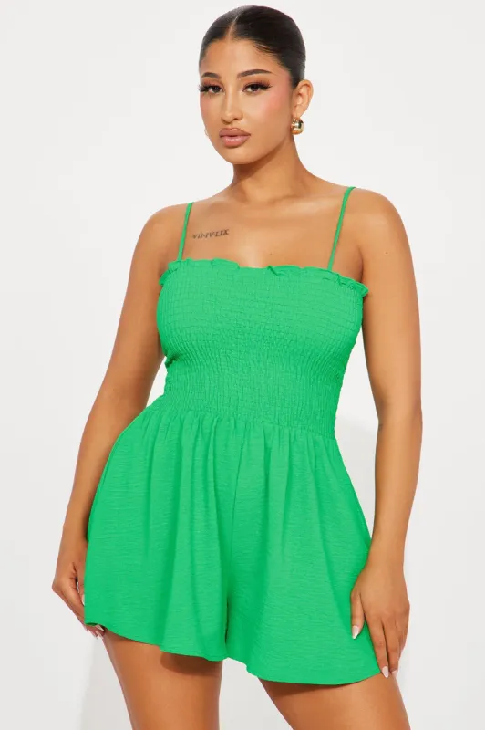 Maddison Romper - Kelly Green sold by Fashion Nova