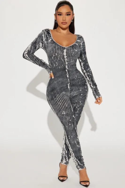 After Midnight Ribbed Jumpsuit - Black/combo sold by Fashion Nova