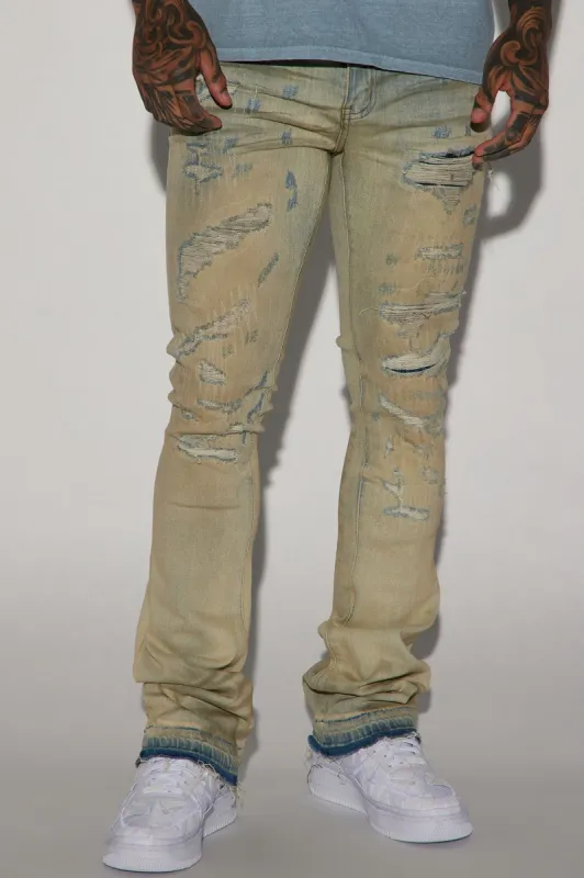 Put Me On Stacked Skinny Flare Jeans - Light Wash sold by Fashion Nova