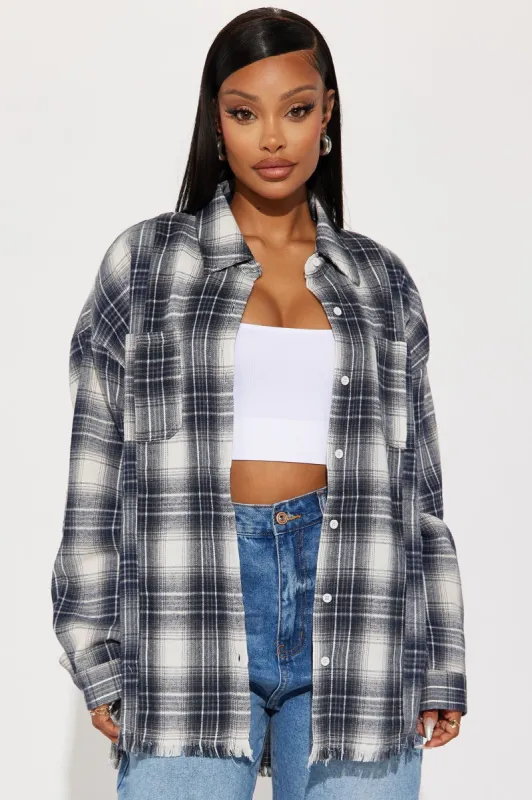 Bonfire Dates Plaid Shirt - Black/White sold by Fashion Nova