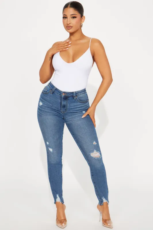 Marleen Mid Rise Stretch Skinny Jeans - Dark Wash sold by Fashion Nova