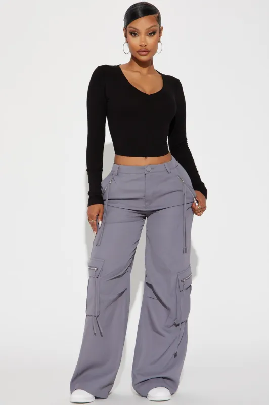Time To Leave Cargo Trouser - Charcoal sold by Fashion Nova
