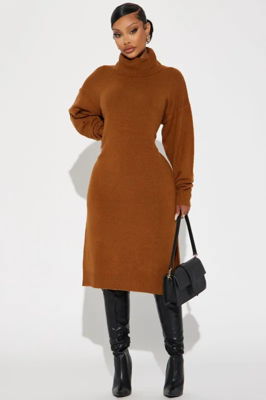 Jane Sweater Midi Dress - Cognac sold by Fashion Nova