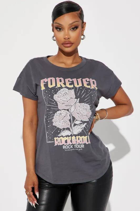 Love Live Rock Graphic Tee - Charcoal sold by Fashion Nova