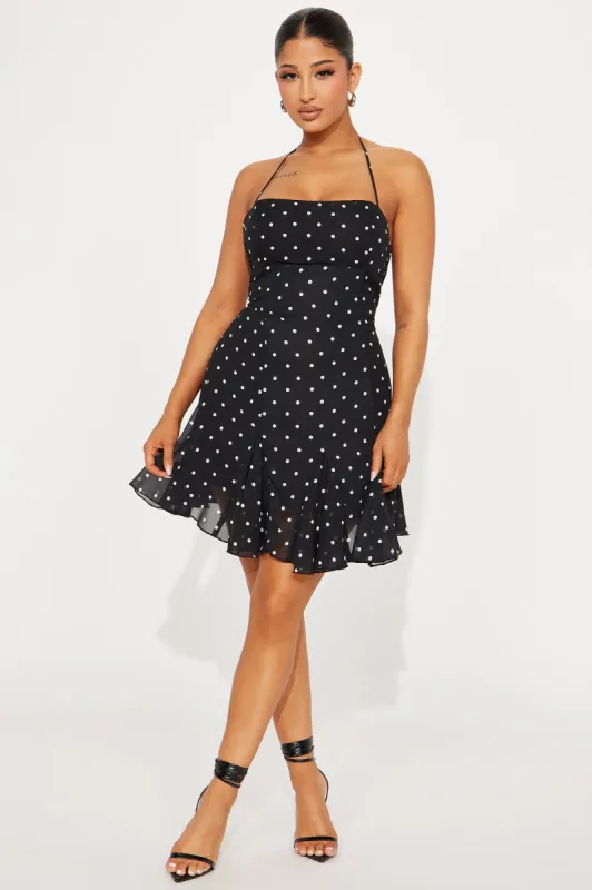 Eloise Chiffon Mini Dress - Black/White sold by Fashion Nova