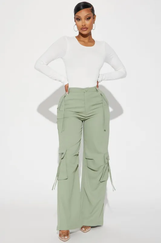 Time To Leave Cargo Trouser - Sage sold by Fashion Nova